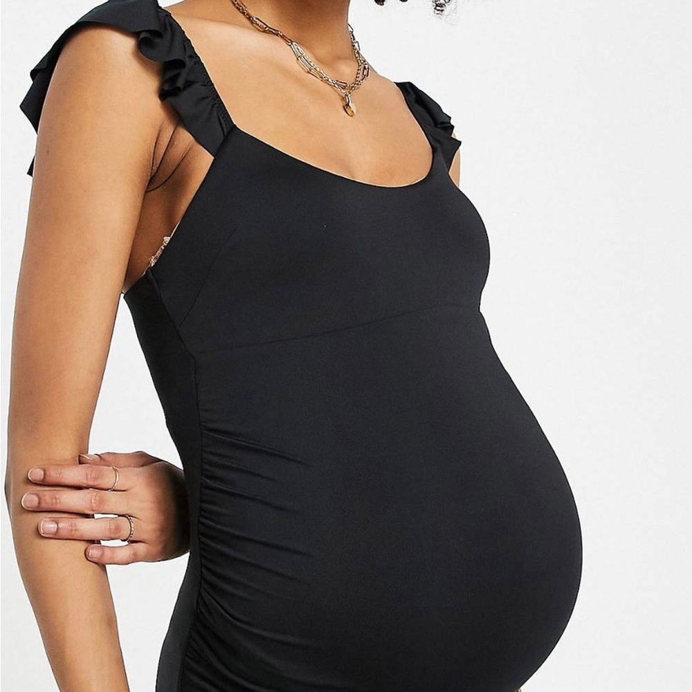 ASOS Design Maternity black flutter sleeve swimsuit size 8 one piece
